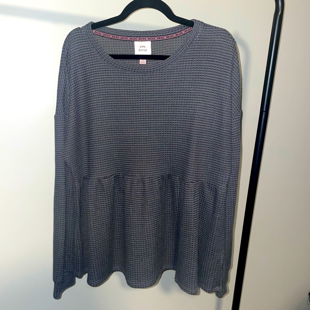 Waffle Knit Peplum Top